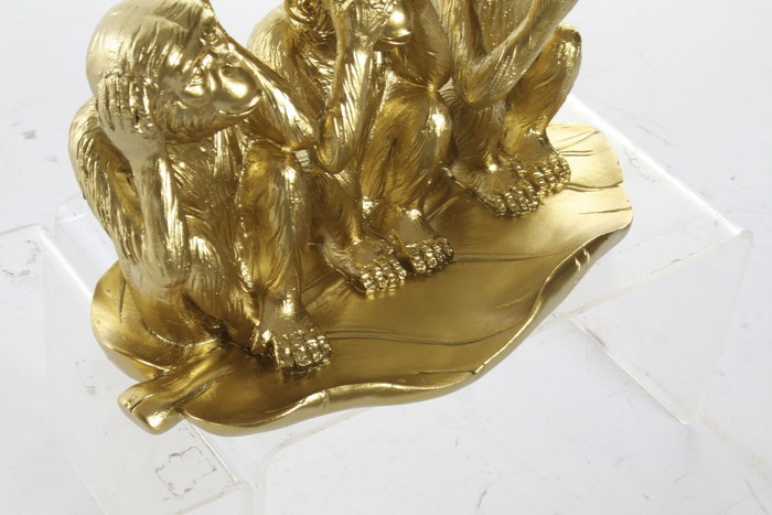 DKD Home Decor Figura de Resina Monos Hoja Dorado
