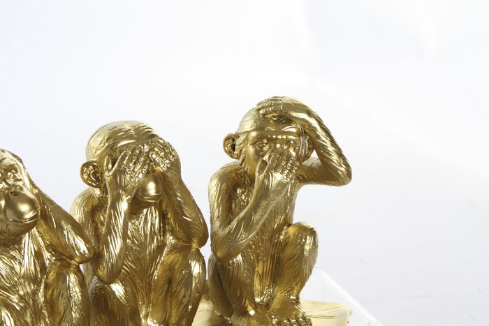 DKD Home Decor Figura de Resina Monos Hoja Dorado