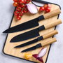 Day Juego de 4 Cuchillos de Cocina Profesionales Japoneses, Acero Inoxidable con Mango de Bambú - Juego de Cuchillos Chef, Cocina, Multiusos y Verduras