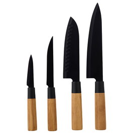 Day Juego de 4 Cuchillos de Cocina Profesionales Japoneses, Acero Inoxidable con Mango de Bambú - Juego de Cuchillos Chef, Cocina, Multiusos y Verduras