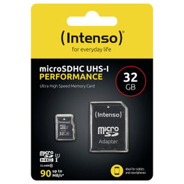 Intenso microSDHC 32 GB Clase 10 UHS-I U1 Performance con Adaptador