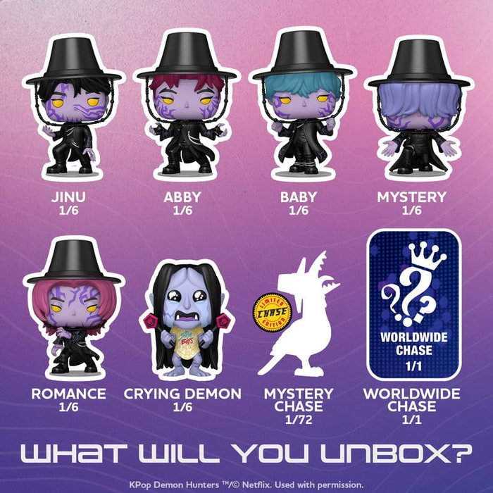 Funko KPop Demon Hunters Figuras POP! Mystery Vinyl 6pc PDQ Box