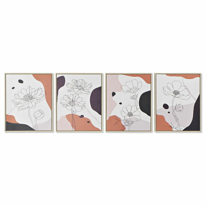 DKD Home Decor Set de 4 Cuadros Lienzo Flor Abstracto 40x50 cm DKD Home Decor Set de 4 Cuadros Lienzo Flor Abstracto 40x50 cm