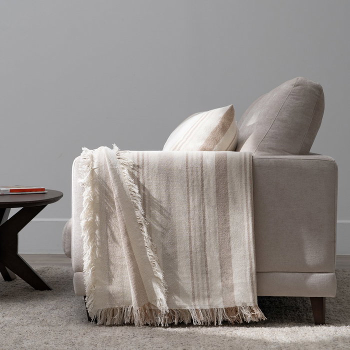 Ixia Colcha de Rayas Beige-Marrón 200 x 260 cm