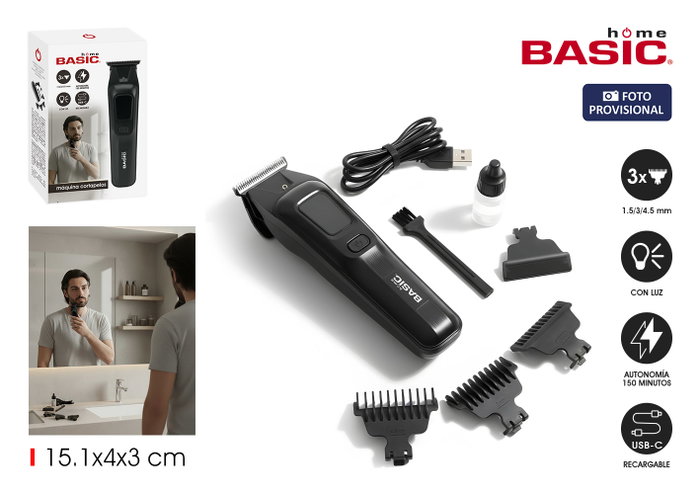 Basic Home Máquina Cortapelo Recargable 5W Inde Basic Home Máquina Cortapelo Recargable 5W Inde
