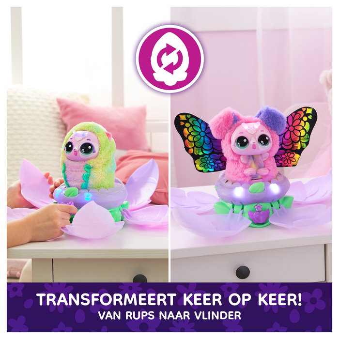 Spin Master Hatchimals Bloomables Kittyfly - Peluche Interactivo Sorpresa con Transformación Mágica Repetible, Más de 100 Sonidos, Juguete para Niños y Niñas 5+ Años