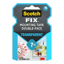 Scotch Cinta Doble Cara Montaje Transparente Máx 7 Kg 19mmx1,5m