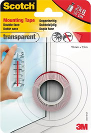Scotch Cinta de Montaje de Doble Cara Transparente 19 mm x 1,5 m