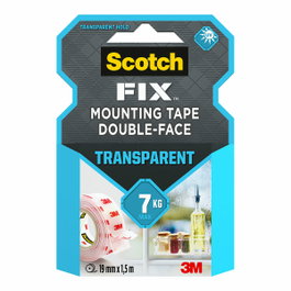Scotch Cinta de montaje de doble cara transparente 19mm x 1,5m hasta 7kg