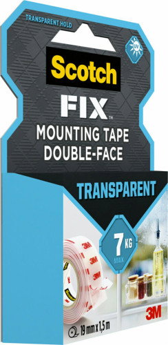 Scotch Cinta de montaje de doble cara transparente 19 mm x 1,5 m Scotch Cinta de montaje de doble cara transparente 19 mm x 1,5 m
