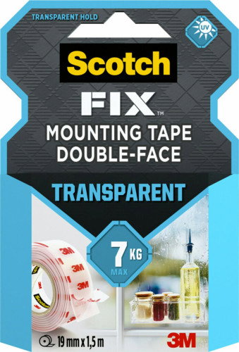 Scotch Cinta de montaje de doble cara transparente 19 mm x 1,5 m Scotch Cinta de montaje de doble cara transparente 19 mm x 1,5 m