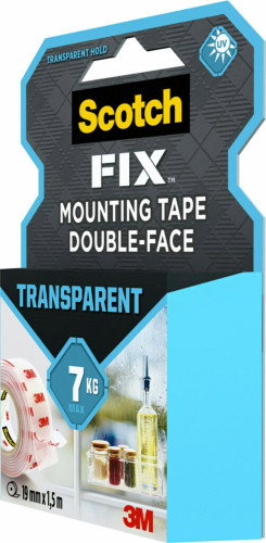 Scotch Cinta de montaje de doble cara transparente 19 mm x 1,5 m Scotch Cinta de montaje de doble cara transparente 19 mm x 1,5 m