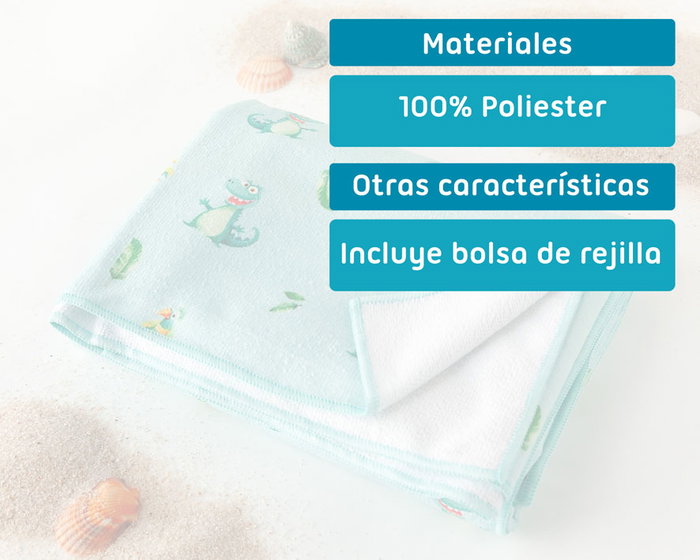 KioKids Toalla Playa Microfibra Cocodrilo Verde 75x150cm