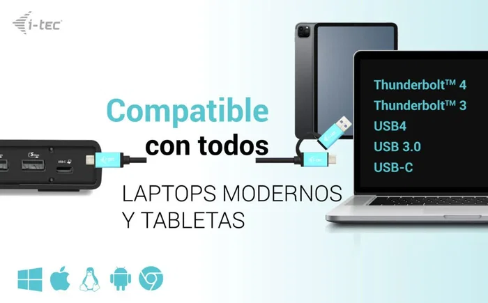 I-tec CADUA4KDOCKPDL2 DualDock USB-C/Thunderbolt con 2x4K y PD 100W I-tec CADUA4KDOCKPDL2 DualDock USB-C/Thunderbolt con 2x4K y PD 100W