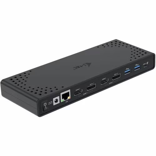 I-Tec Docking Station USB-C Thunderbolt 3 Dual Display PD 100W 10Gbit/s Ethernet USB 3.1 Hub con 4x USB-A, 2x USB-C, 2x HDMI, 2x DP para Windows Mac Linux Negro