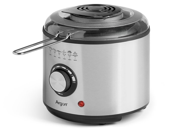 Argon Freidora Redonda Acero Inoxidable 950W 1000ml (1L) 20x20x21cm (Set de 6)