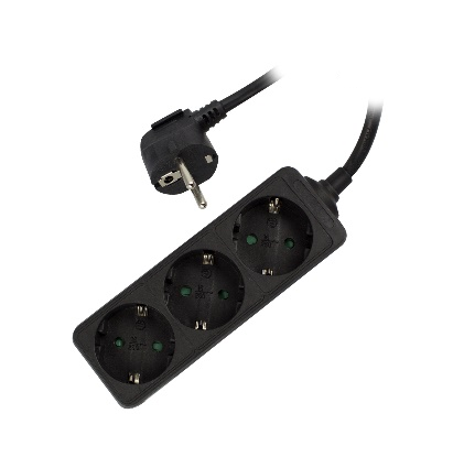 EWENT Regleta EW3959 de 3 Tomas, Negro