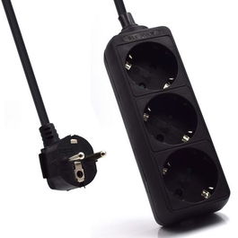 EWENT EW3959 Regleta 3 Tomas Tipo F Negro 1.5m