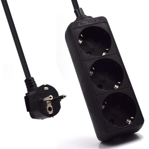 EWENT EW3959 Regleta 3 Tomas Tipo F Negro 1.5m EWENT EW3959 Regleta 3 Tomas Tipo F Negro 1.5m