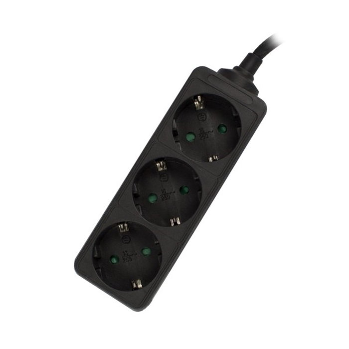 EWENT Regleta EW3959 de 3 Tomas, Negro