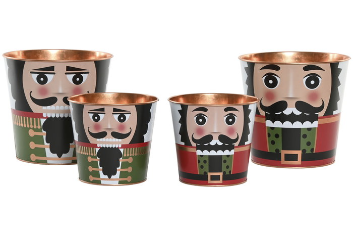 DKD Home Decor Caja Navidad Tradicional Multicolor Metal Set de 2 (6 Unidades) 17.5 x 17.5 x 16.5 cm