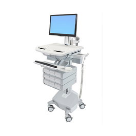 Ergotron StyleView Carro Multimedia con Brazo Articulado LCD, 9 Cajones, Soporte para Pantalla Plana de hasta 61 cm (24 pulgadas), 15 kg Capacidad, Aluminio Gris