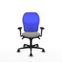 PIQUERAS Y CRESPO Silla de oficina Jorquera con mecanismo sincro, similpiel gris y malla azul