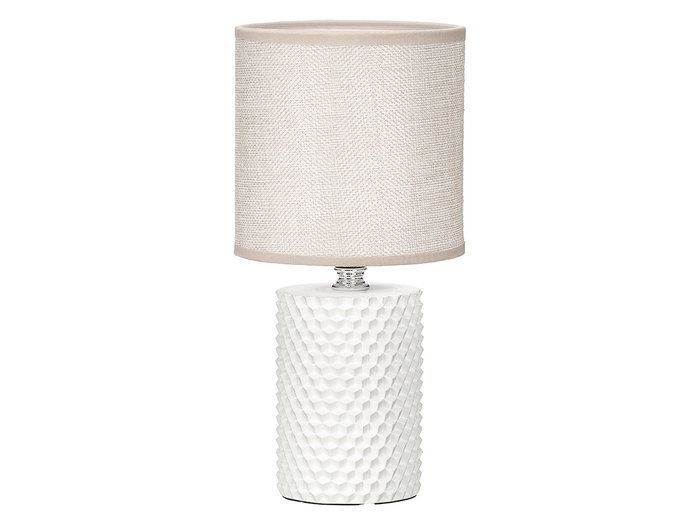 Giftdecor Lámpara Sobremesa Cilíndrica Relieve Blanca 13x27x13cm (Set de 12)