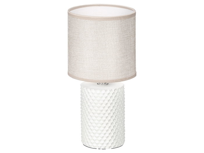 Giftdecor Lámpara Sobremesa Cilíndrica Relieve Blanca 13x27x13cm (Set de 12)
