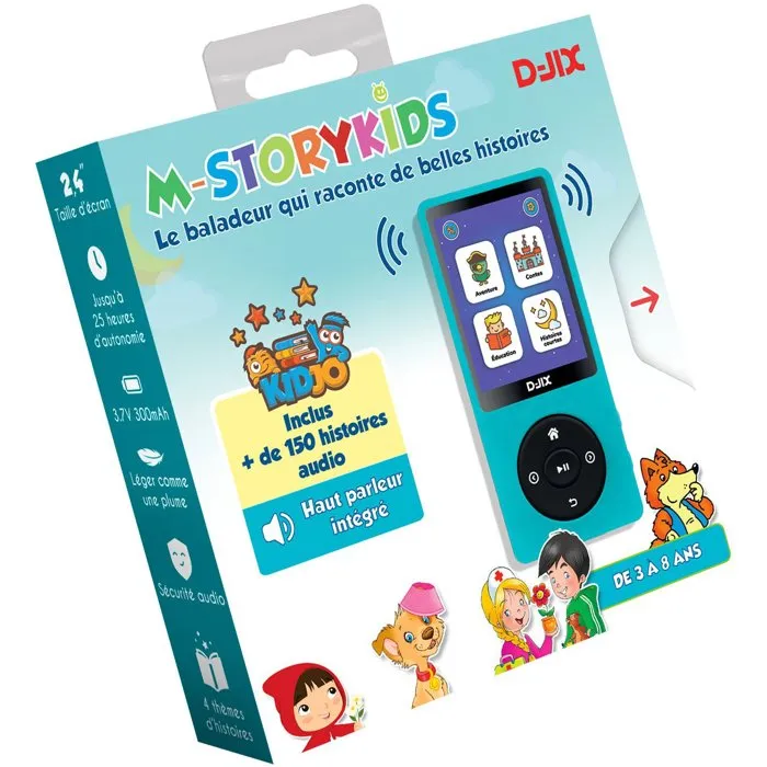 D-Jix M-STORYKIDS Reproductor de Cuentos Infantiles con Pantalla de 2,4", Bluetooth, Más de 150 Cuentos Integrados, 25h Autonomía, 4 GB, USB-C