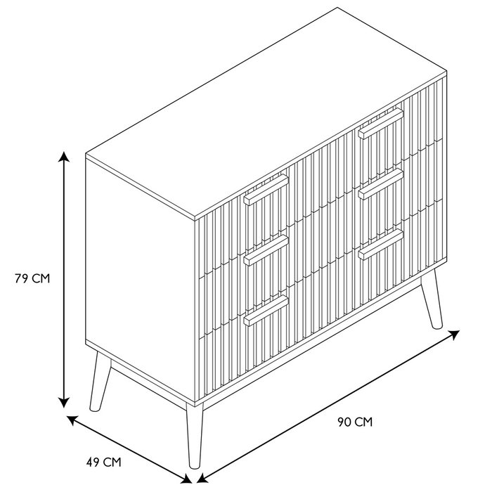 Home Deco Factory Cómoda Klaus 3 Cajones Natural 90x49x79 cm