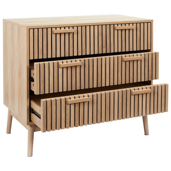 Home Deco Factory Cómoda Klaus 3 Cajones Natural 90x49x79 cm
