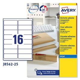 Avery Etiquetas Adhesivas Para Sobres 99,1x33,9 mm Inkjet Transparentes 16 X 25H