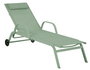 DKD Home Decor Tumbona de Jardín y Terraza Apilable con Ruedas, 5 Posiciones, Verde Menta, 199 x 63 x 101 cm