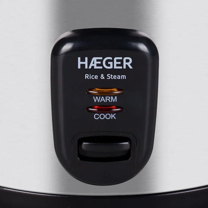 Haeger RC-18L.001A Arrocera Eléctrica 1.8 L 700 W con Función Cocción al Vapor, Tapa de Vidrio, Acero Inoxidable y Cesta de Vapor Incluida