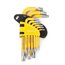 Workpro Juego de 9 llaves torx de seguridad, amarillo