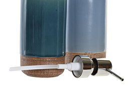 DKD Home Decor Dosificador Gres Azul y Azul Celeste 9 x 6.5 x 18 cm (12 Unidades)