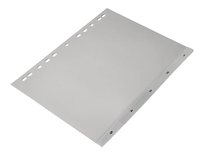 Q-connect Separador Numérico 1-5 Plástico Din A4 Multitaladro Juego de 5 Separadores PVC Gris con Cartula Índice 120 Micras Q-connect Separador Numérico 1-5 Plástico Din A4 Multitaladro Juego de 5 Separadores PVC Gris con Cartula Índice 120 Micras