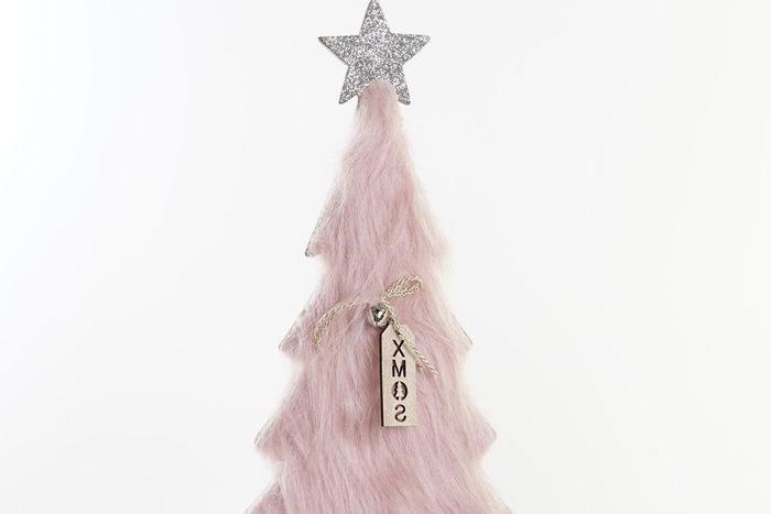 DKD Home Decor Árbol Navidad Beige 6 x 40 x 19 cm (6 Unidades) - Poliester, MDF, LED