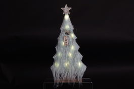 DKD Home Decor Árbol Navidad Beige 6 x 40 x 19 cm (6 Unidades) - Poliester, MDF, LED