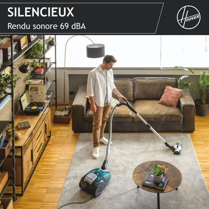 Hoover HE530ALG Aspiradora con Bolsa, 850W, 3.5L, 69dB, Filtro HEPA13, Especial Alergias y Pelos de Animales