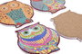 DKD Home Decor Posavasos de Búho Multicolor, Set de 4 unidades