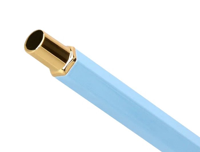 Belius Macaron Bliss Boligrafo Forma Hexagonal Celeste y Dorado Tinta Azul Punta 0.8 mm