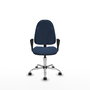 Silla de oficina Algarra con mecanismo Contacto permanente básico tapizada con Similpiel color Azul marino. Equipada con Base cromada, Brazos fijos y Ruedas autofrenantes