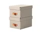 Leitz Caja Almacenaje Cartón Pequeña Asa Piel Beige 7L Pack 2 Unidades