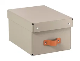 Leitz Caja Almacenaje Cartón Pequeña Asa Piel Beige 7L Pack 2 Unidades