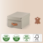 Leitz Pack de 2 cajas de almacenaje de cartón pequeñas con asa de piel, beige