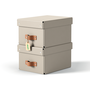 Leitz Pack de 2 cajas de almacenaje de cartón pequeñas con asa de piel, beige