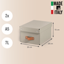 Leitz Pack de 2 cajas de almacenaje de cartón pequeñas con asa de piel, beige