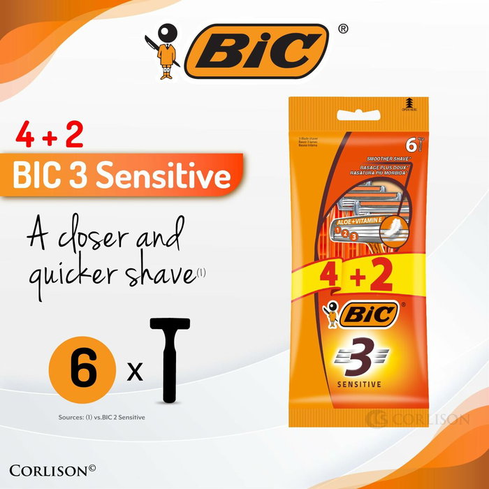 Bic Maquinilla de afeitar 3 sensitive pack 4 + 2 uds